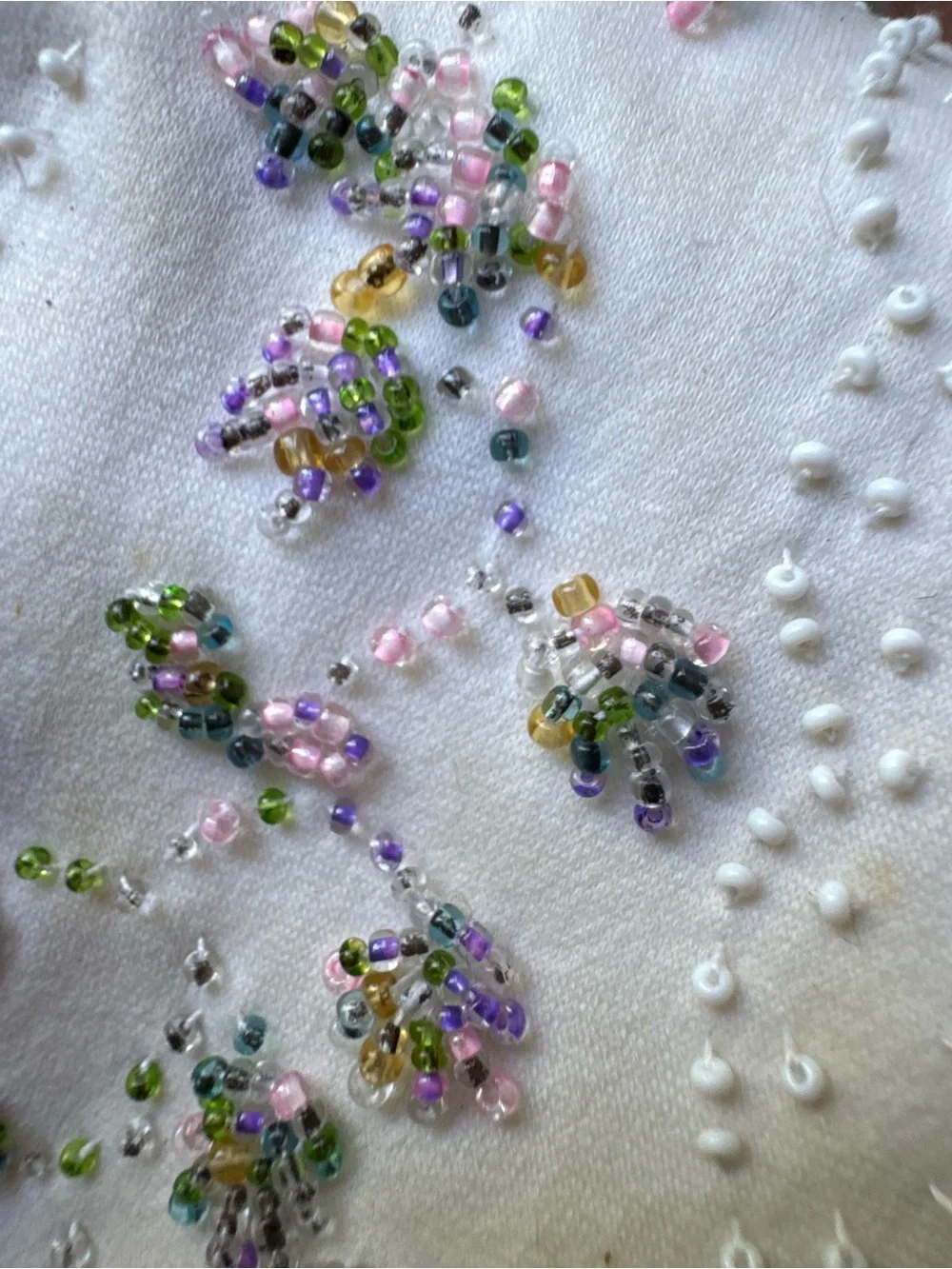 Vintage Ivory Beaded Floral Women's Gloves
